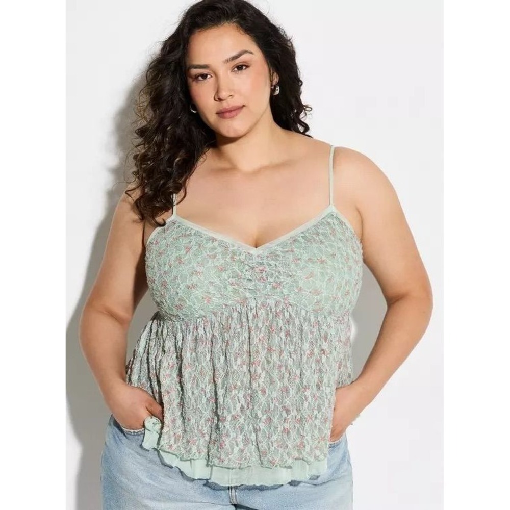Torrid Lovesick floral sweetheart Fairycore Y2K babydoll crop top 2x